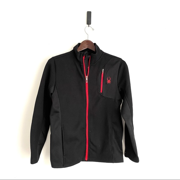 Spyder Other - SPYDER Boys Large 14-16 Black/Red Full Zip Fleece Lined Soft Shell Jacket V8